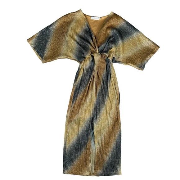 All in Favor Metalic Midi Dress - Picture 1 of 6